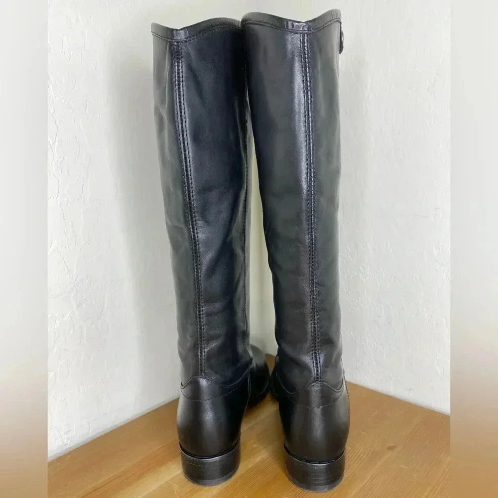 NEW FRYE Melissa Button 2 Black Leather Equestrian Boots Women’s Size 5.5B - Picture 8 of 14
